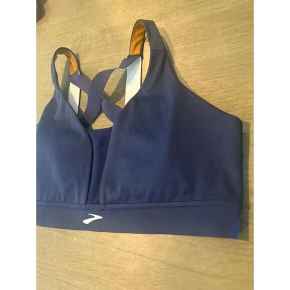 Brooks Womens XL Crossback Sports Bra Navy & Orange - Picture 3 of 7